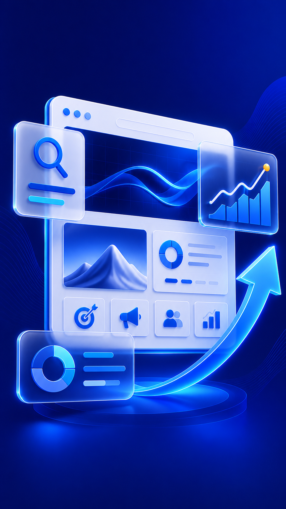 Web design, SEO and digital marketing growth illustration